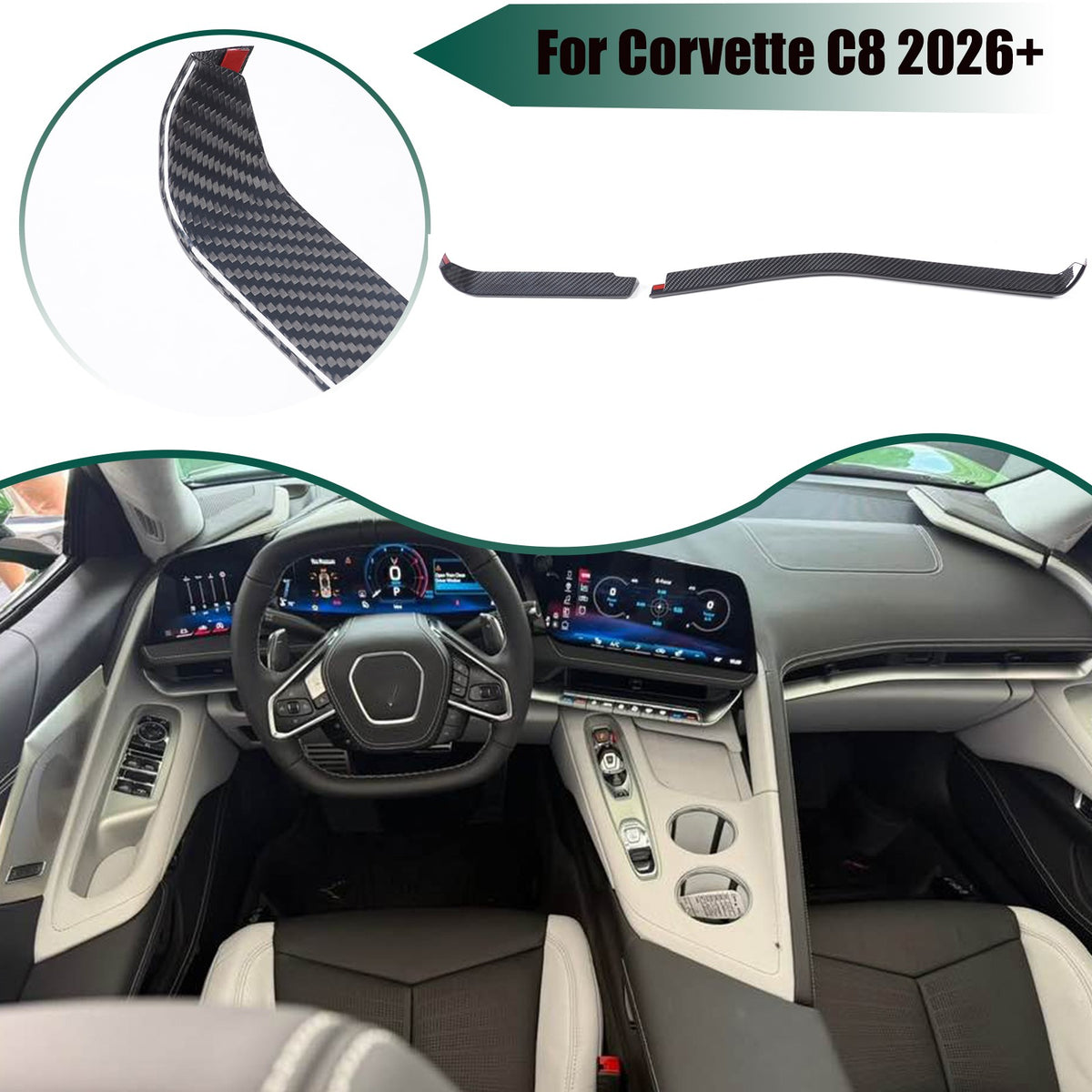 Real Dry Carbon Fiber Interior Center Trim For Corvette C8 2026+ Stingray ZR1 50