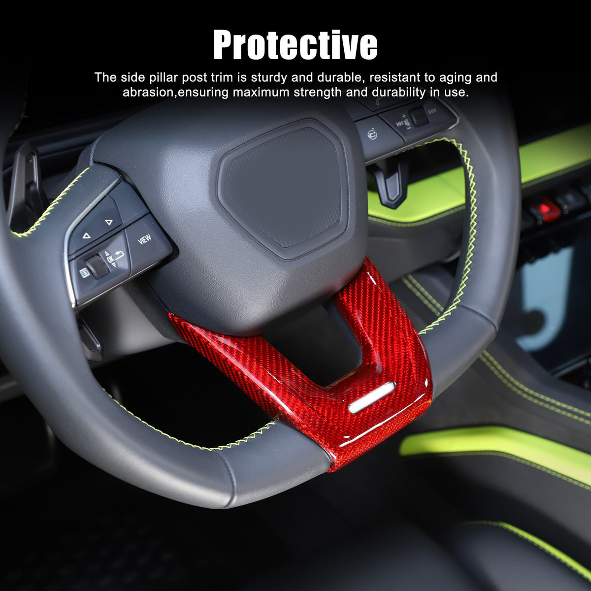 Red Real Carbon Fiber Steering Wheel Trim For Lamborghini Urus/Urus SE 2018-2023 21