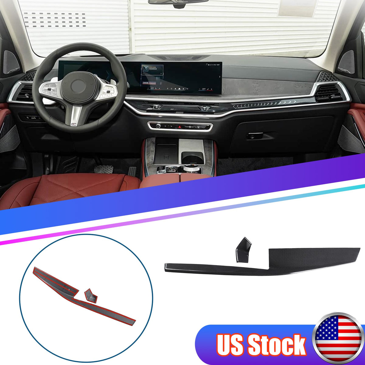 Real Carbon Fiber Center Dashboard Trim For BMW X5 G05 X6 G06 X7 G07 23+ US 1