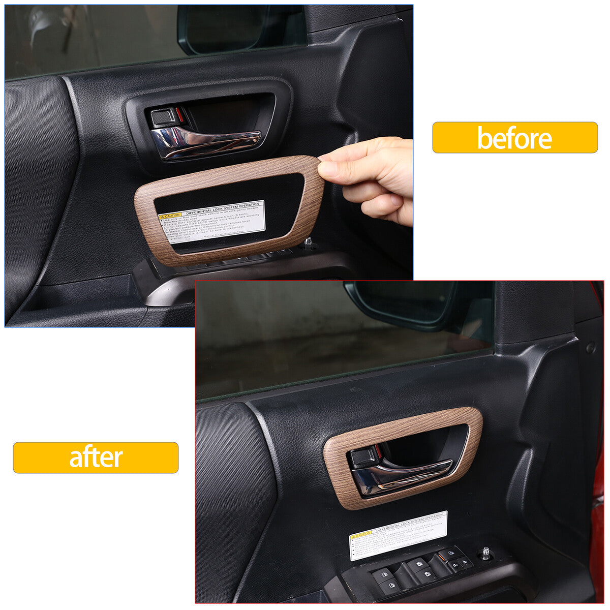 Wood Grain Interior Center Console Cover Trim For Toyota Tacoma 2016-2023 33