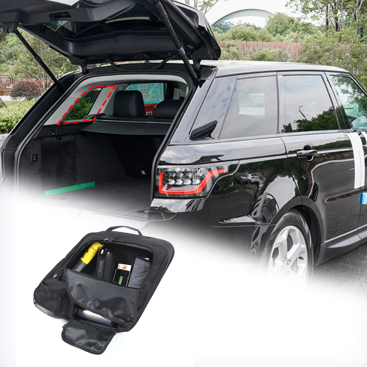 Car Trunk Left & Right Side Window Storage Bag For LR Range Rover Sport 2014-22 8