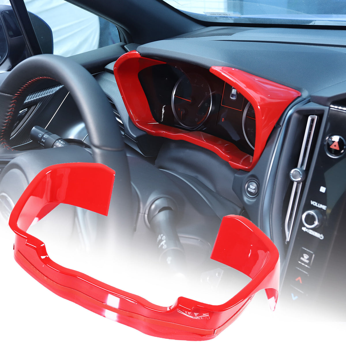 ABS Red Dashboard Instrument Tachometer Frame Trim Cover For Subaru WRX 2022-23 1