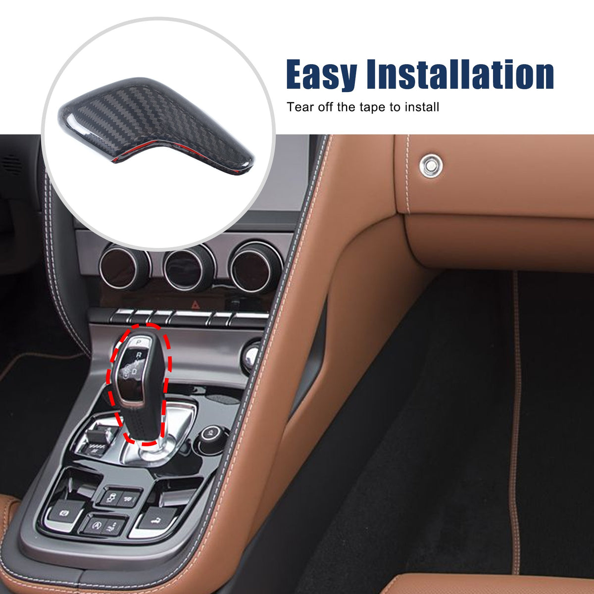 Real Carbon Fiber Center Gear Shift Knob Cover Trim For Jaguar F-TYPE X152 2013+ 18