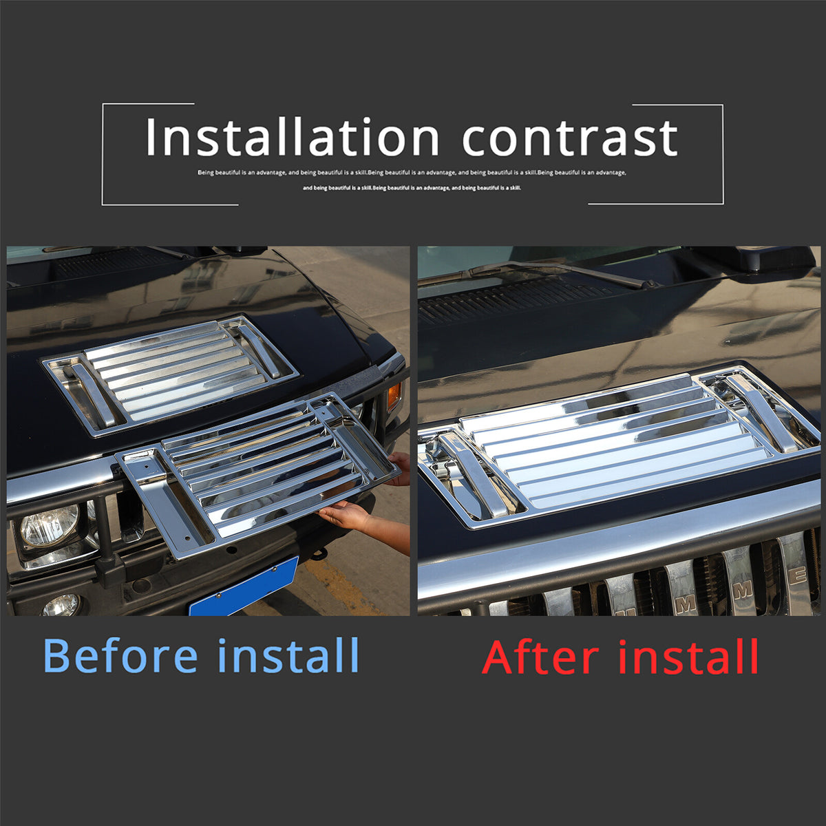 Silver Chrome Cover Trim Door Handle Mirror Hood Vent Kit For Hummer H2 2003-09 4