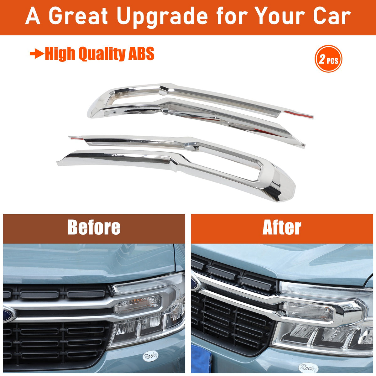 Glossy Piano Black Front Grille Cross Bar Trim For Ford Maverick 2022-2024 1
