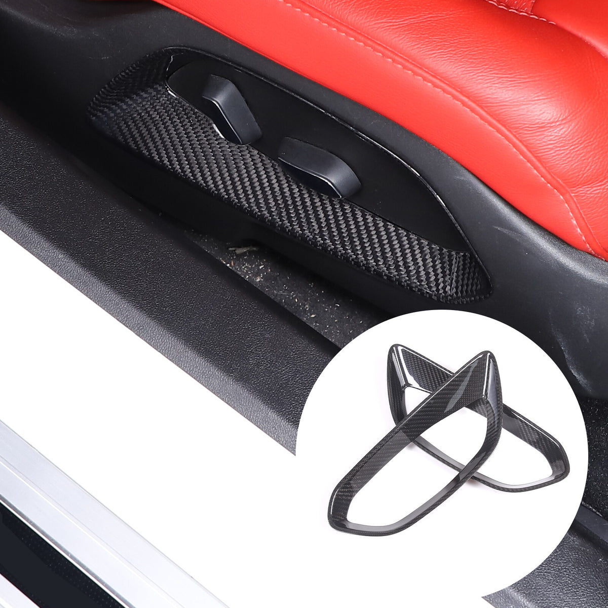 Real Carbon Fiber Seat Adjustment Button Trim Cover For Corvette C8 2020-26 6