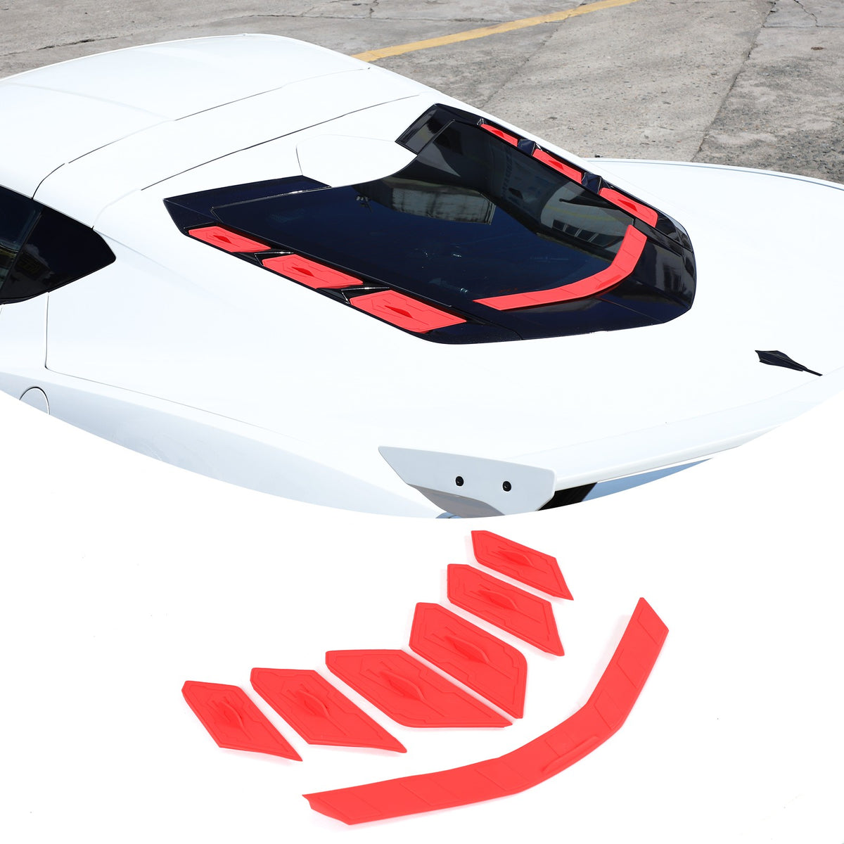 Red Rear Hatch Hood Car Wash Covers Air Vent Inserts For Corvette C8 2020-26 US 18