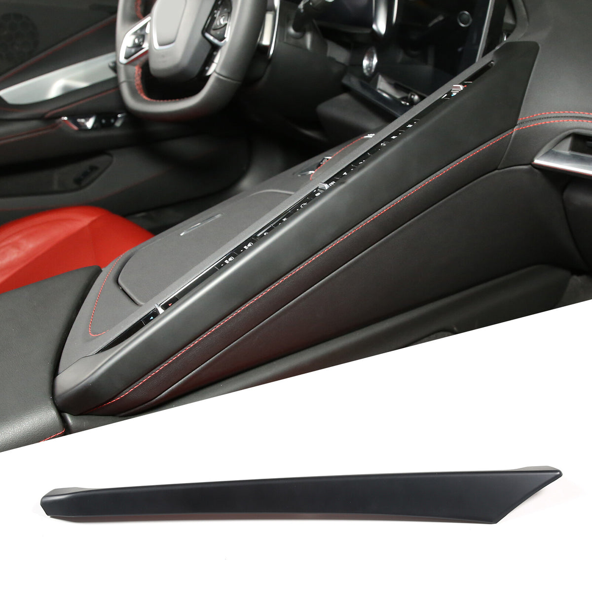 Matte black Center Console Gear Shift Panel Cover Trim Set For Corvette C8 20-25 10
