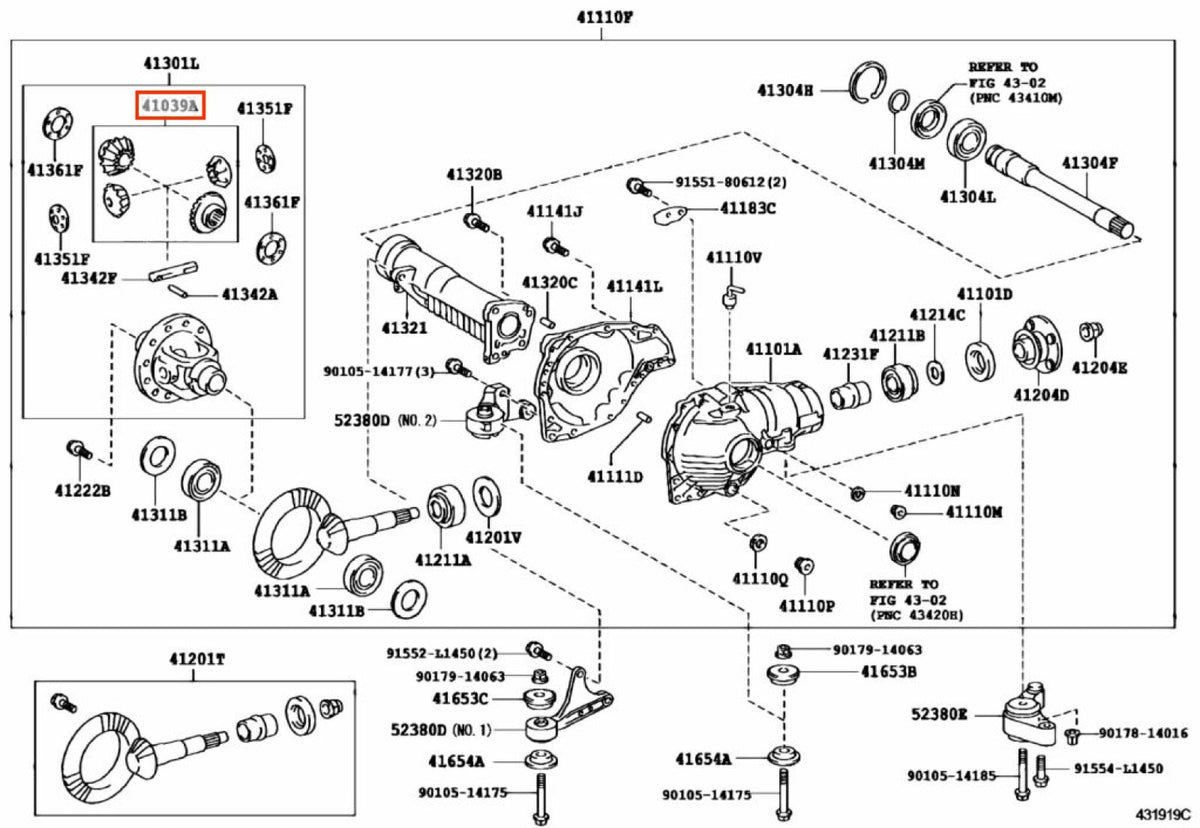 Toyota Lexus Genuine GEAR KIT, DIFFERENTIAL 41039-34121 OEM 3