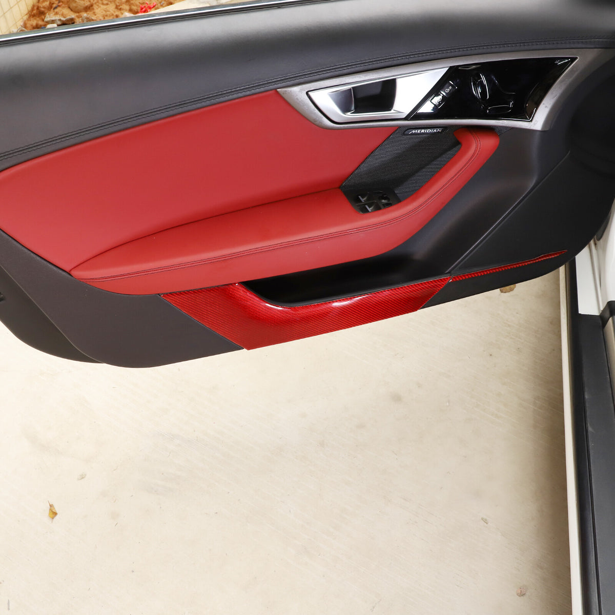 For Jaguar F-TYPE 2013-2022 Door Bottom anti-Kick Panel Trim Red Carbon Fiber 8