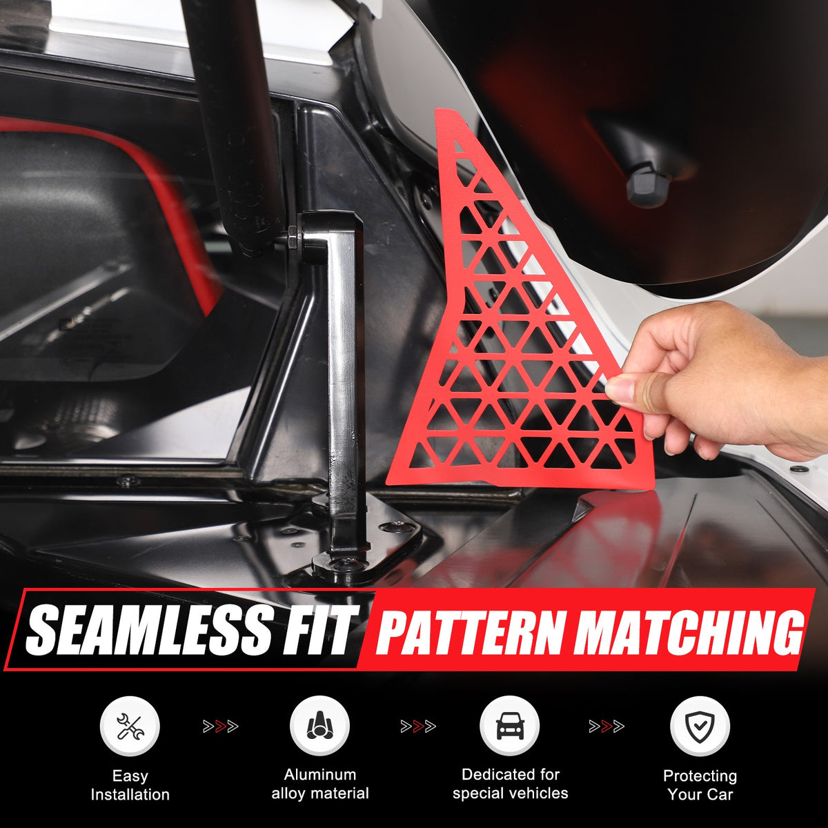 Red Alloy Front Bulkhead Engine Bay Decor Trim For Corvette C8 2020+ 7