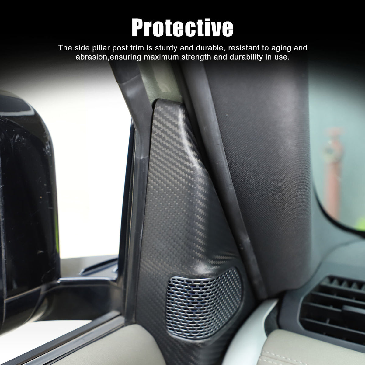 Matte Real Carbon Fiber A pillar Door Speaker Trim Cover For LR Defender 20-24 24
