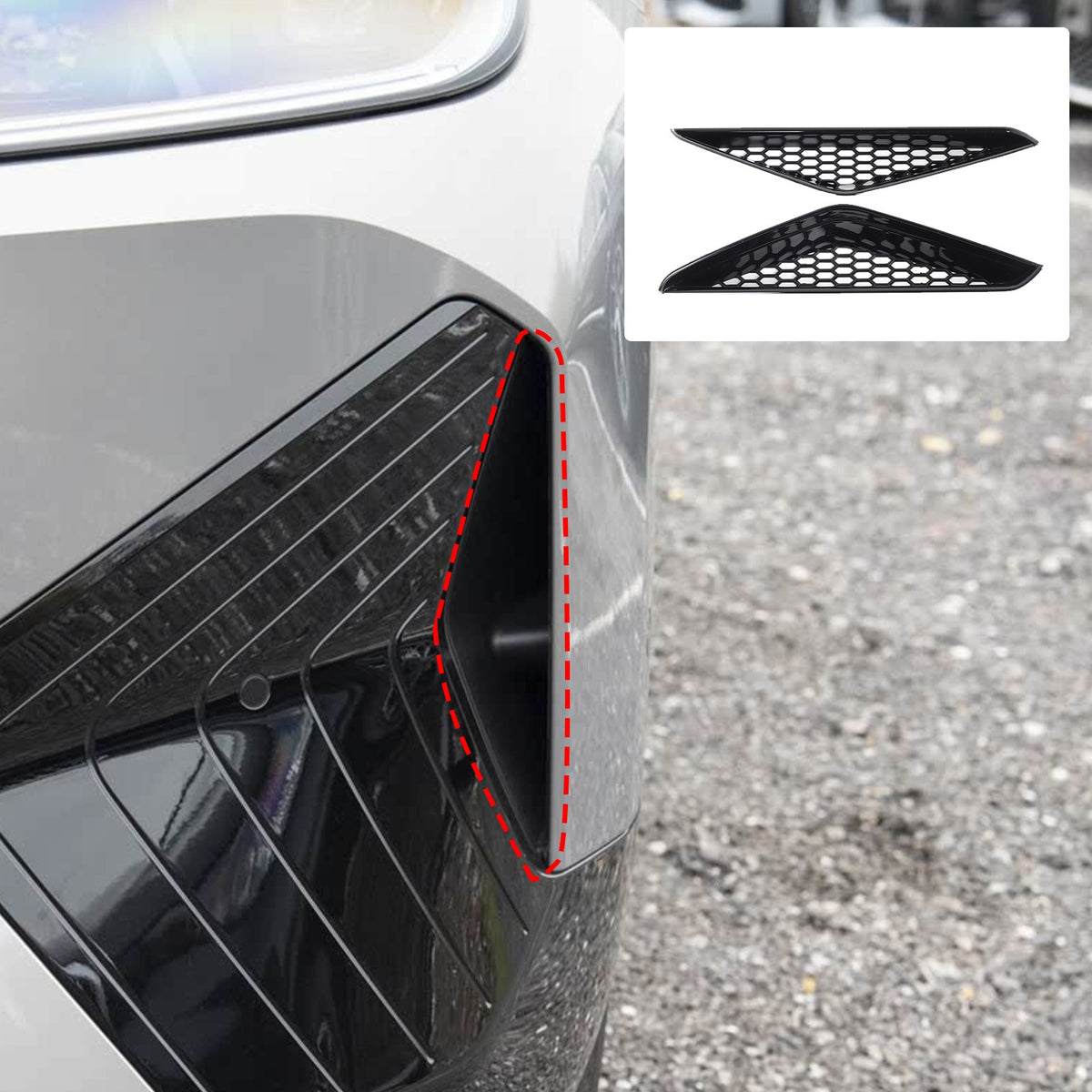 Glossy Piano Black Front Bumper Side Air Vent Grille Trim For BMW iX i20 2022-24 13