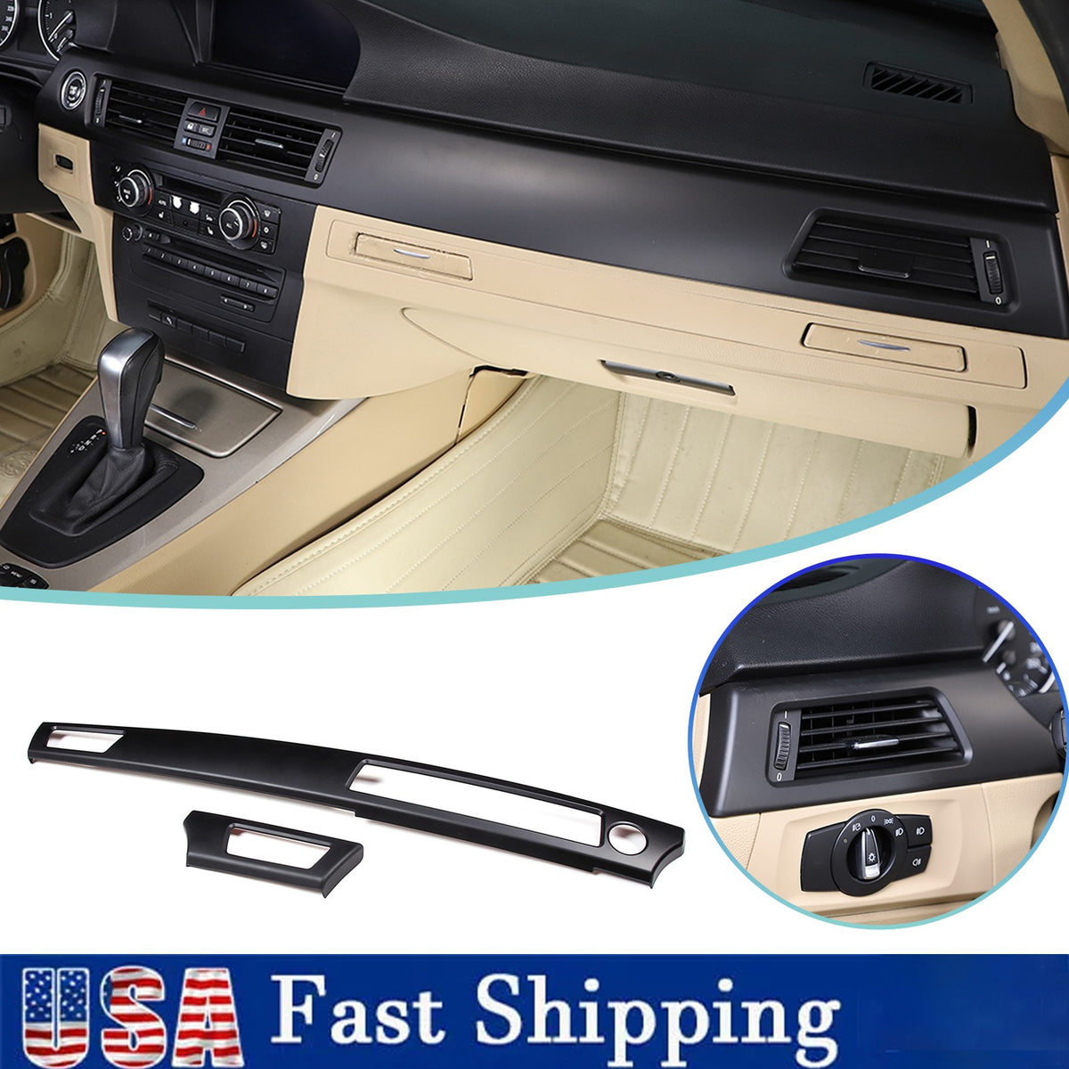 Matte Black Interior Center Dashboard Panel trim For BMW 3 Series E90 E92 05-12 1