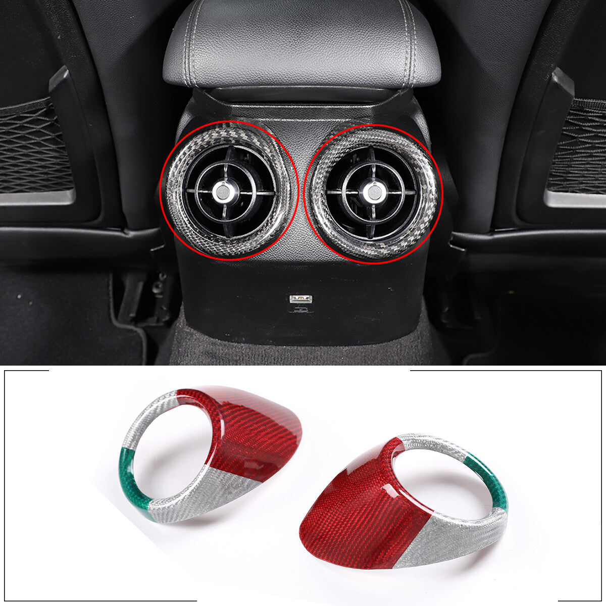 Rear Air Conditioner Outlet Vent Trim Ring Frame For Alfa Romeo Giulia 17-20 1
