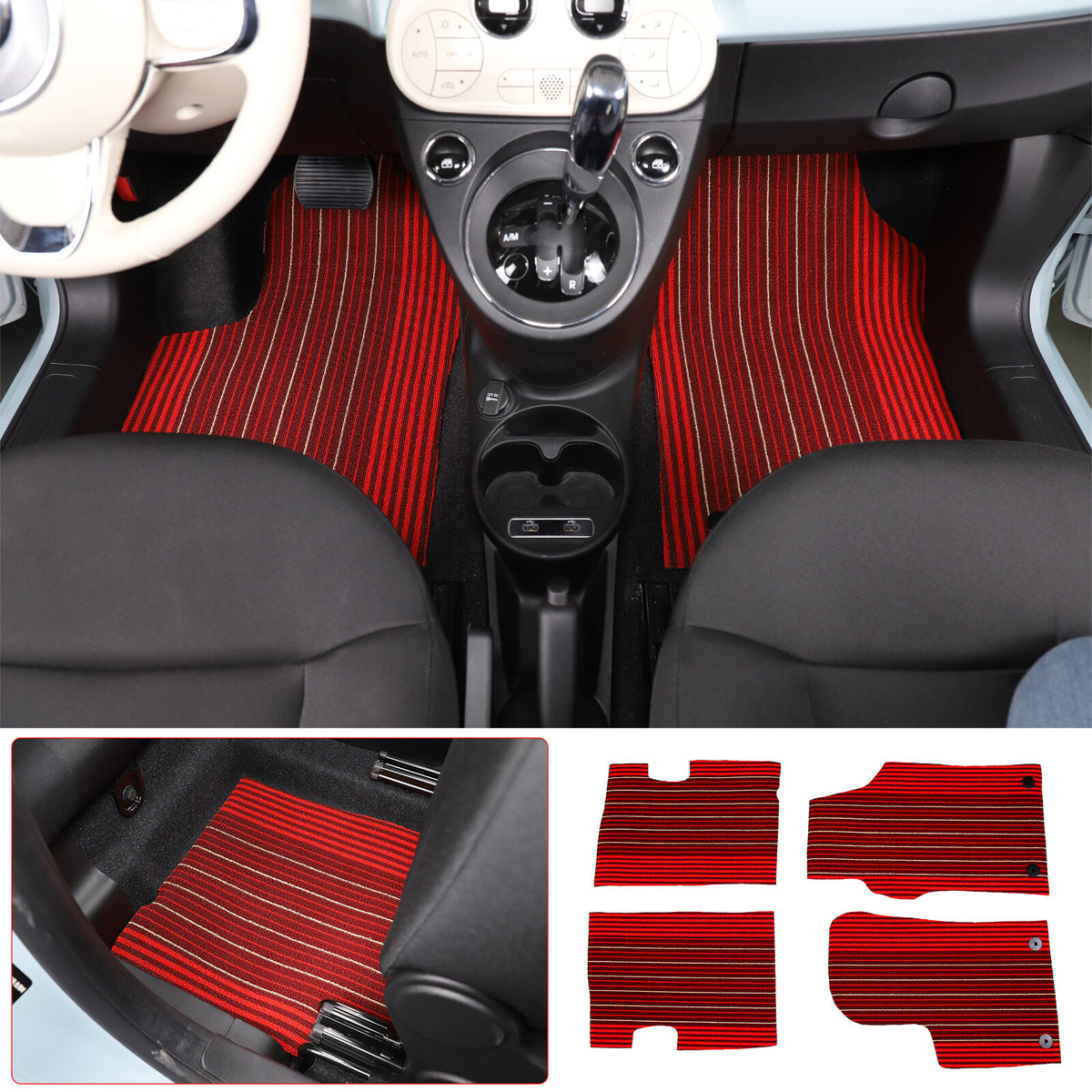 2PCS/Set Car Floor Mats Cargo Carpets Foot Pads For Fiat 500 2016-2021 1