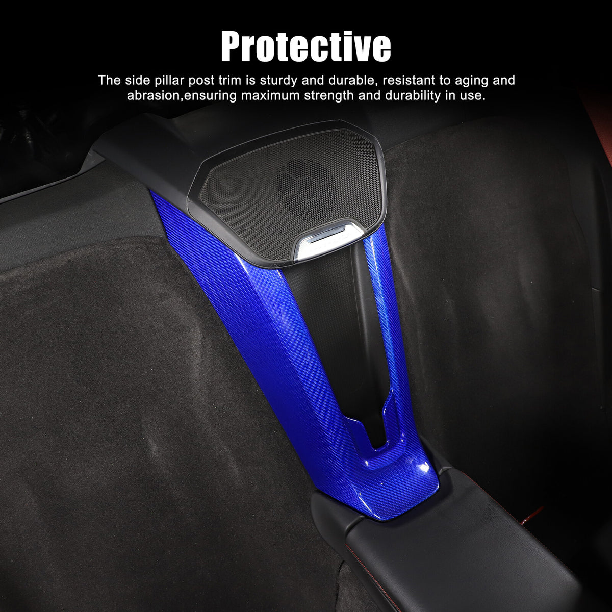 Blue Carbon Fiber Console Waterfall Wireless Charger Trim For C8 Corvette 20+ 14