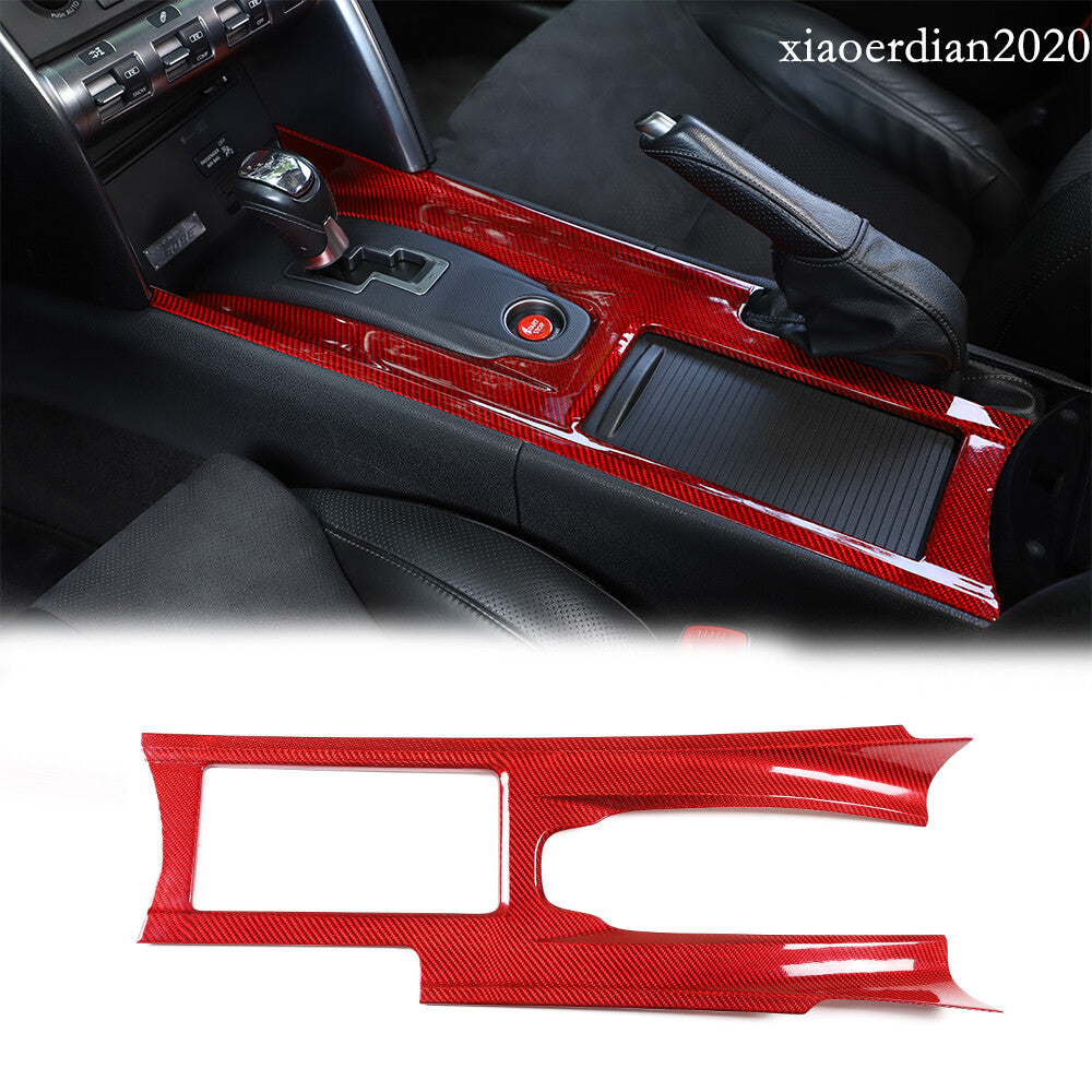 Red Gear Shift Panel Cover Sticker Carbon Fiber For Nissan GTR R35 2008-2016 1