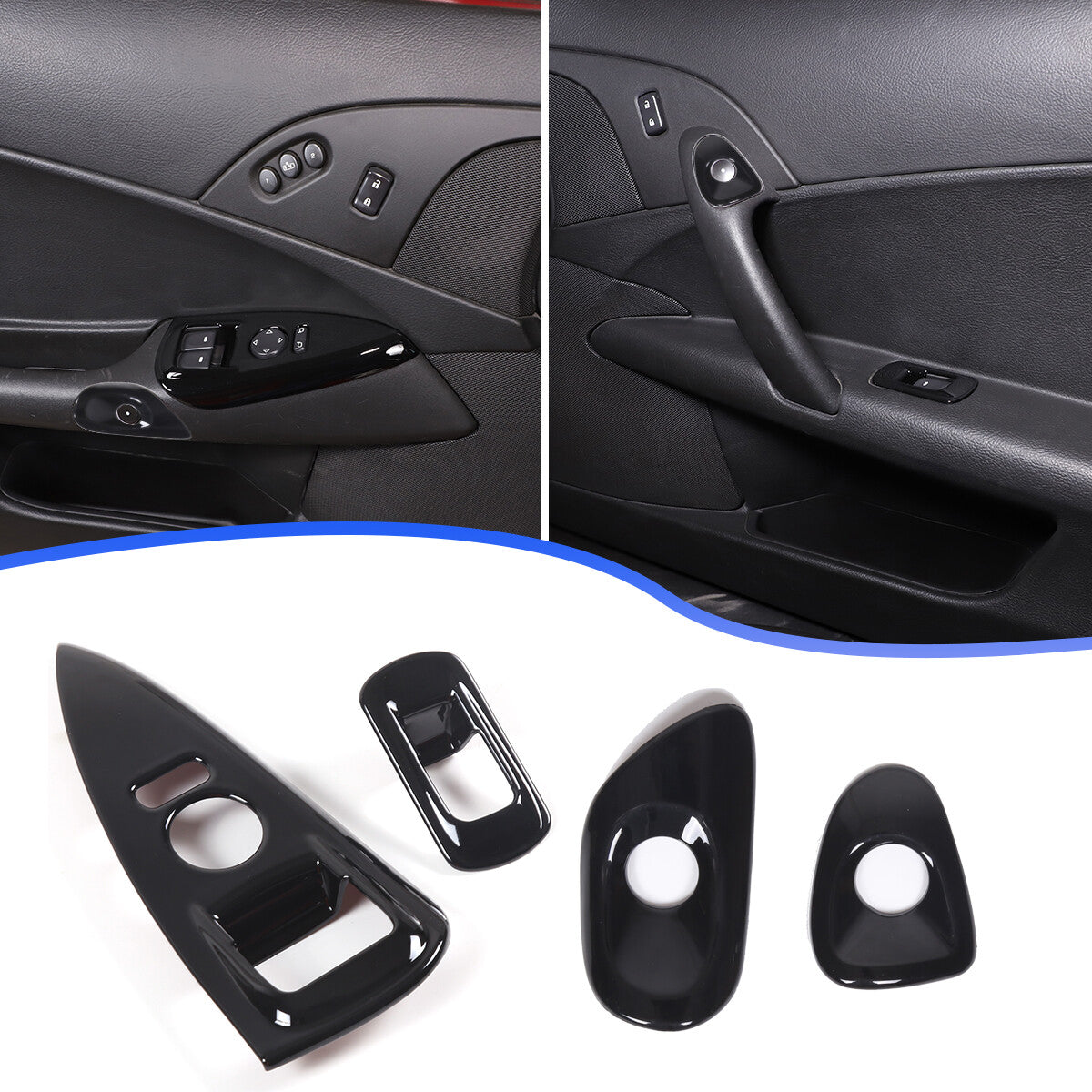 Glossy Black ABS Window Lift Button Trim Frame Cover Set For Corvette C6 2005-13 1