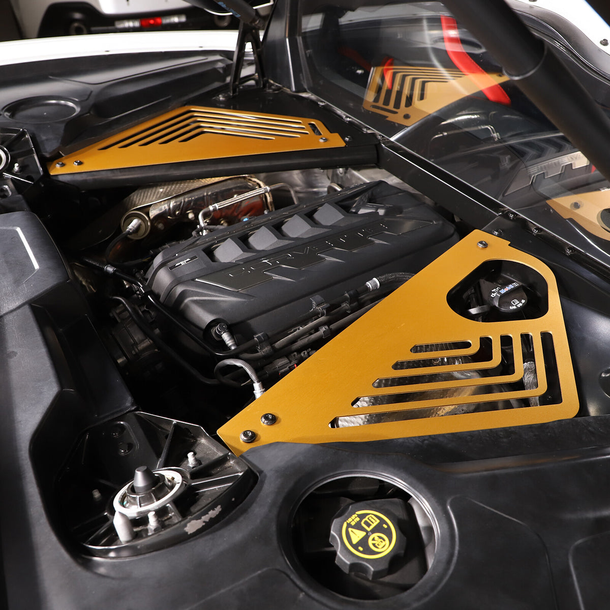 Yellow Alloy Engine Covers Engine Bay Panel Interior For Corvette C8 2020-2026 1