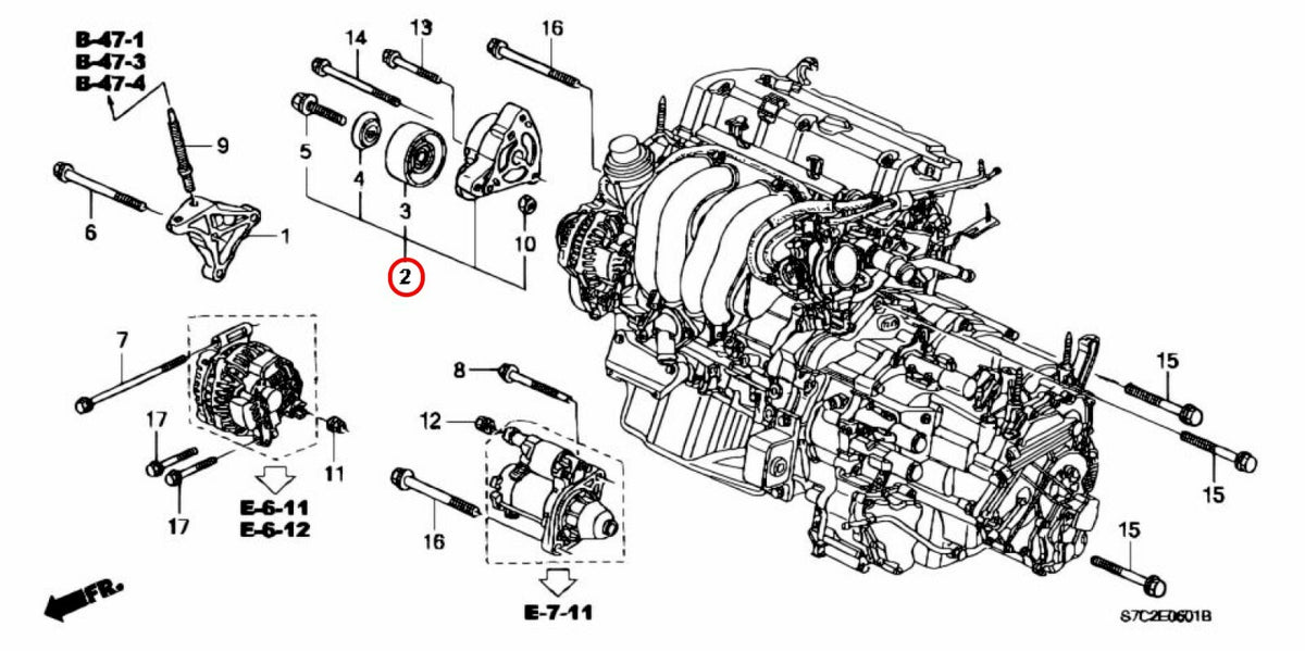 HONDA ACURA Genuine CR-V Accord TSX AUTO Belt Tensioner Assembly 31170-PNA-023 3