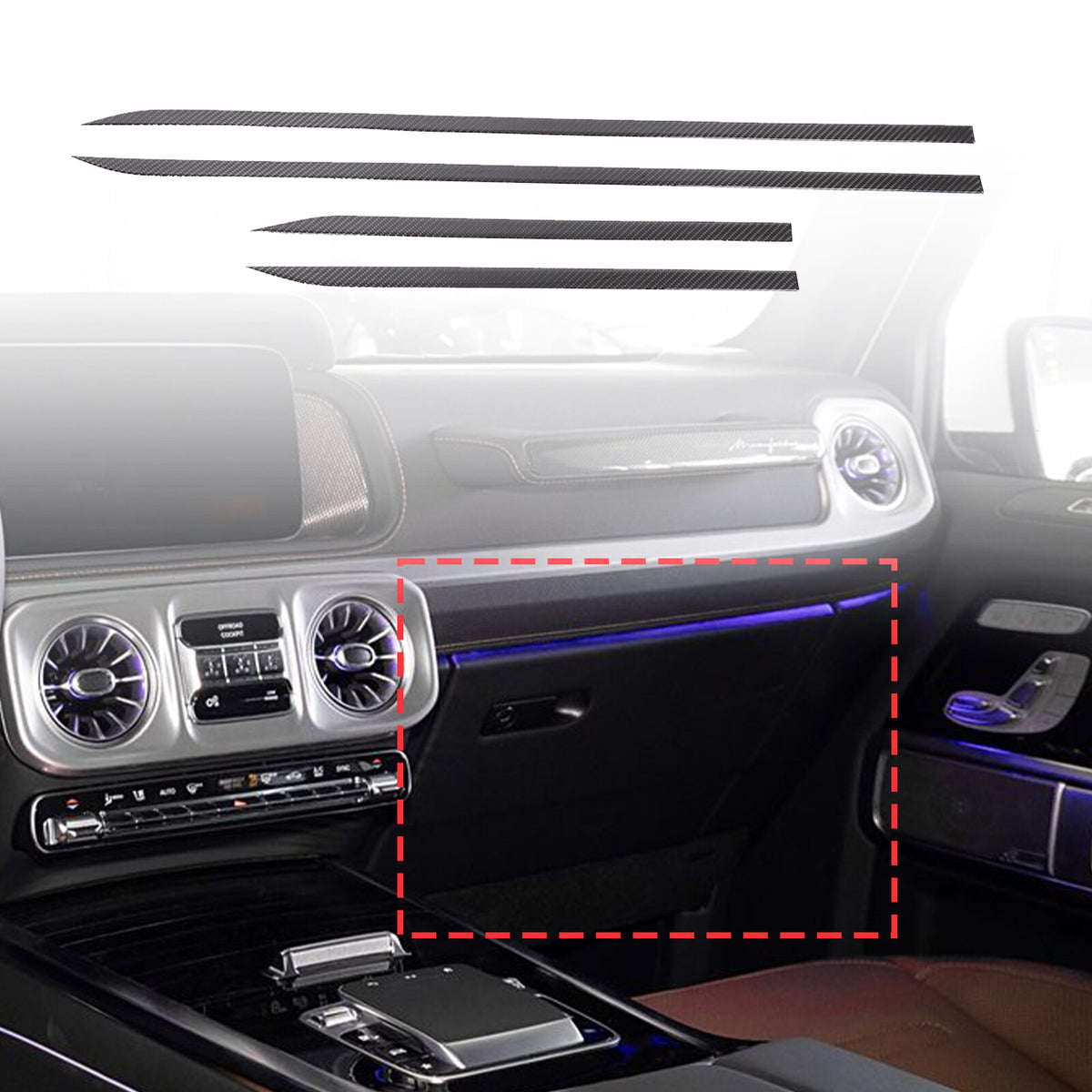 Real Carbon Fiber Glove Box Panel Cover Trim For Benz G-Class G500 W465 2025+ 10