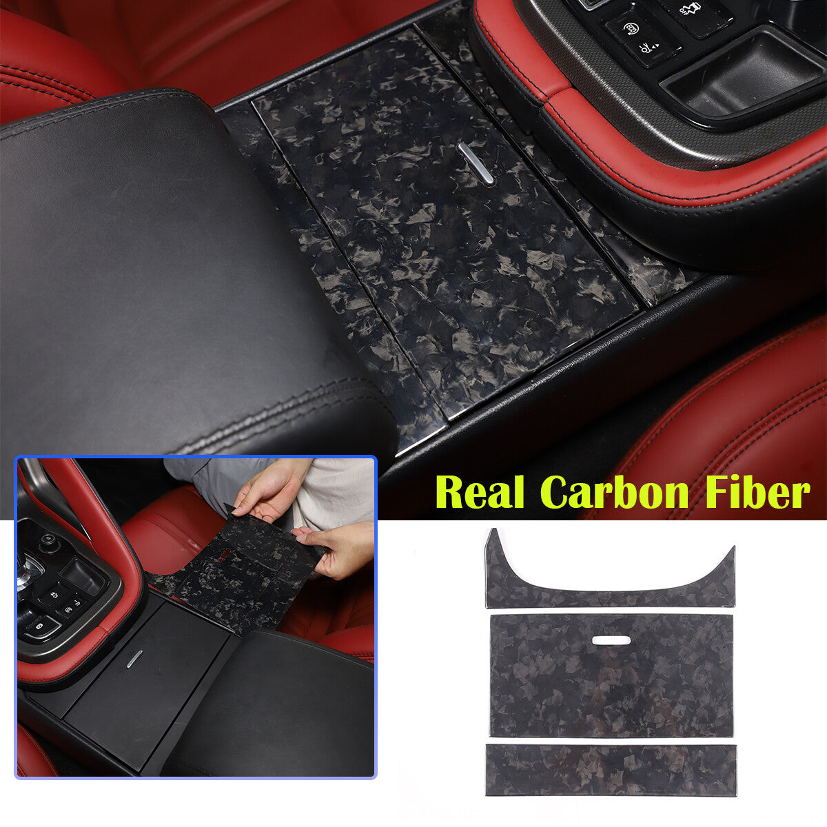 Forged Carbon Fiber Center Cup Holder Panel Trim For Jaguar F-TYPE 2013-2024 1