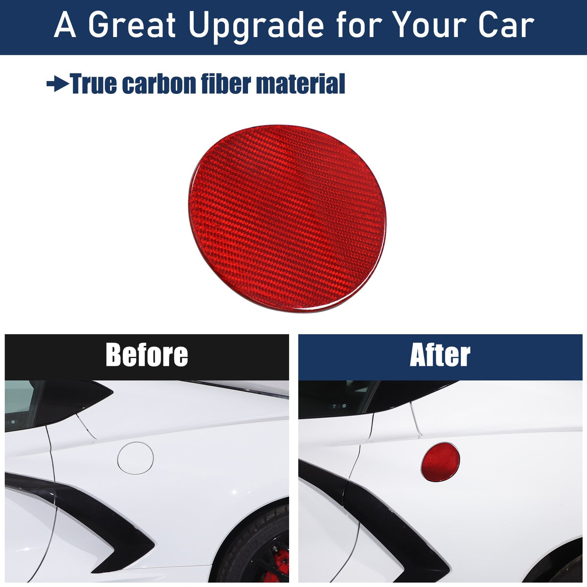 Replacement Red Real Carbon Fiber Fuel Tank Cap Lid Cover For Corvette C8 20+ US 23