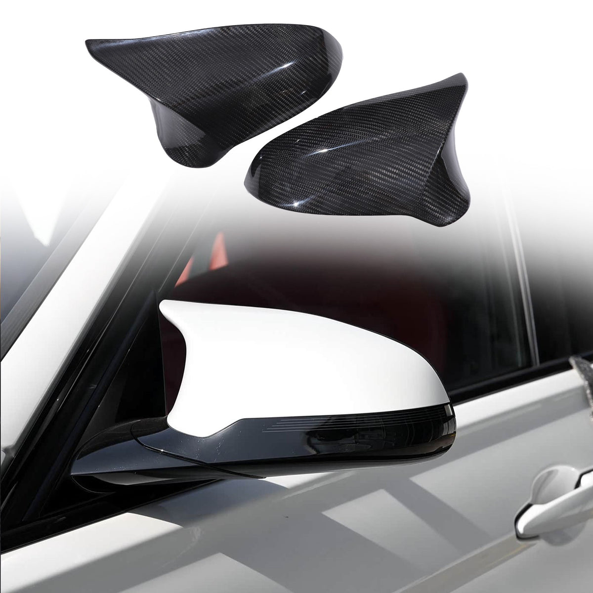 Real Carbon Fiber Side Mirror Cover Trim For BMW M3 F80 M4 F82 2015-2019 1