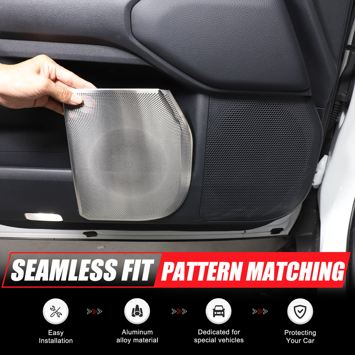 Silver Inner Door Speaker Tweeter Mesh Cover For Toyota Land Cruiser LC250 24+ 5