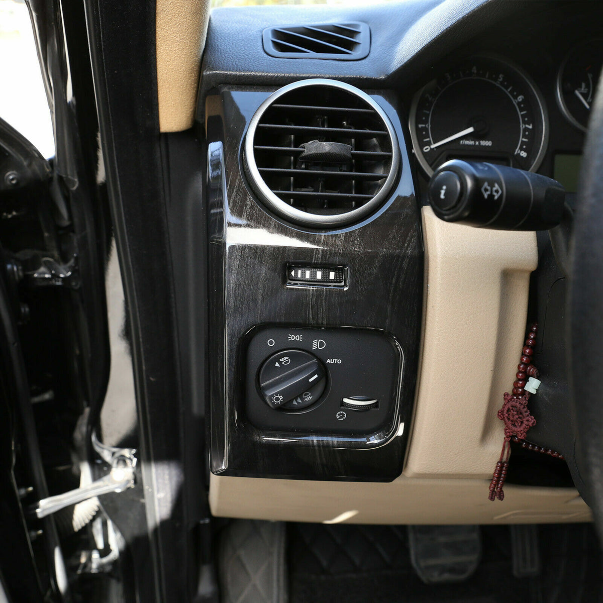 Black Wood Grain Dashboard Side Air Vent Cover Trim For LR Discovery 3 04-09 5