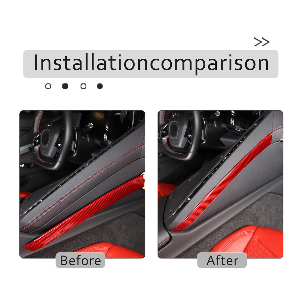 Red Real Carbon Fiber Full Interior Set Decor Trim Kit for Corvette C8 20-25 - Styles 46-50 25