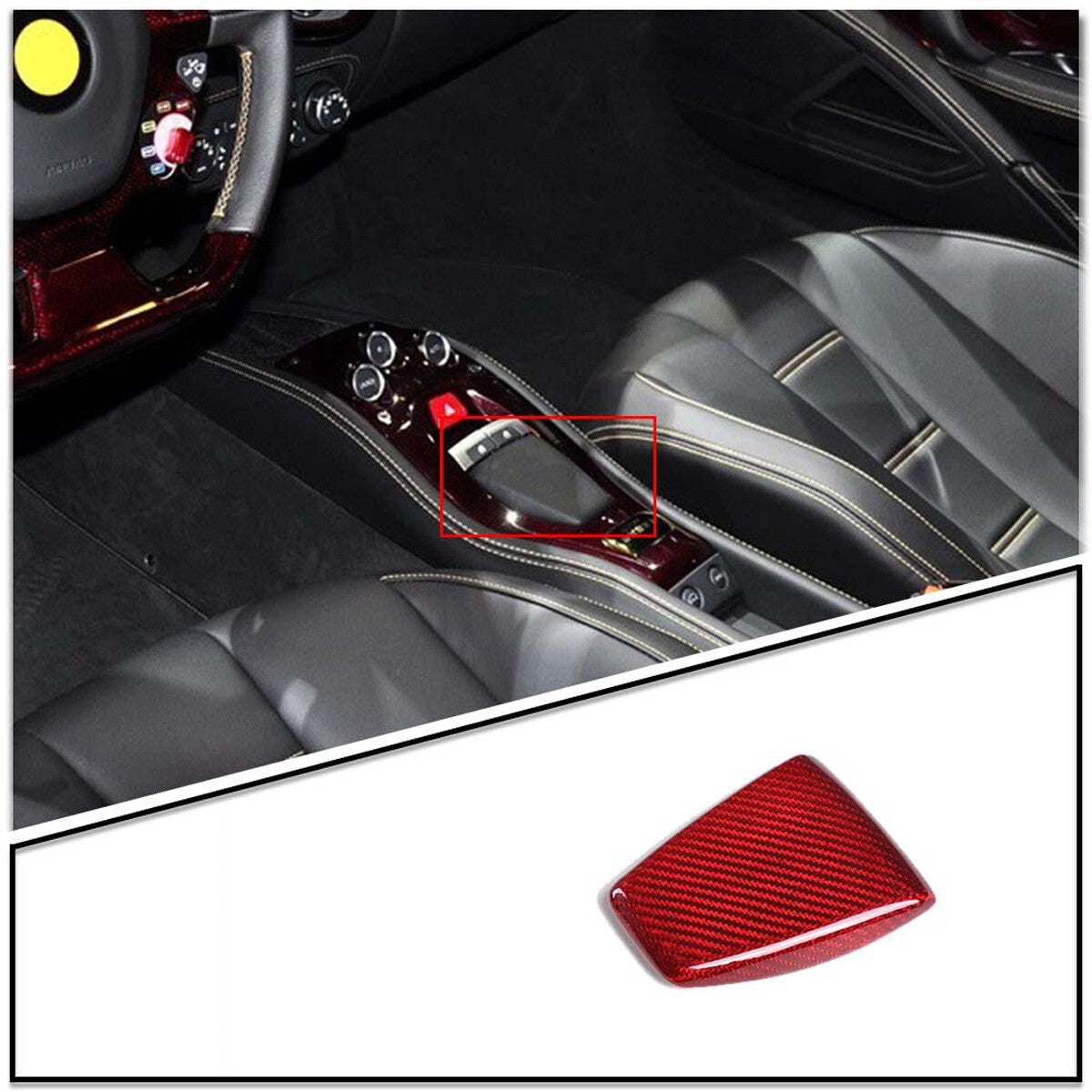 Red Real Carbon Fiber Center Interior Set Cover Trim Kit For Ferrari 458 2011-16 57