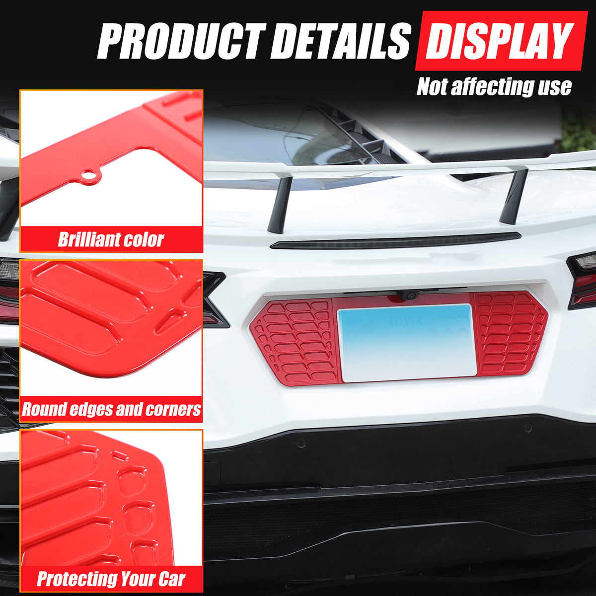 Aluminum Alloy Exterior Hood Engine License Plate Trim For Corvette C8 2020+ US - Variants 11-15 42
