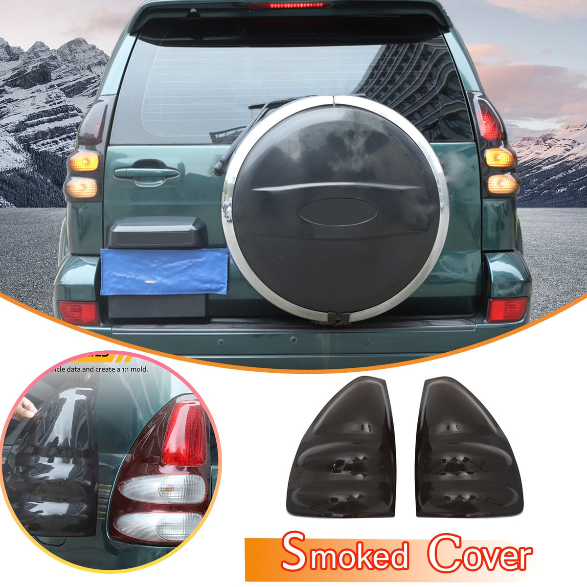 Smoked Black Rear Tail Light Guard Trim Bezel For Toyota Prado FJ120 03-09 US 2