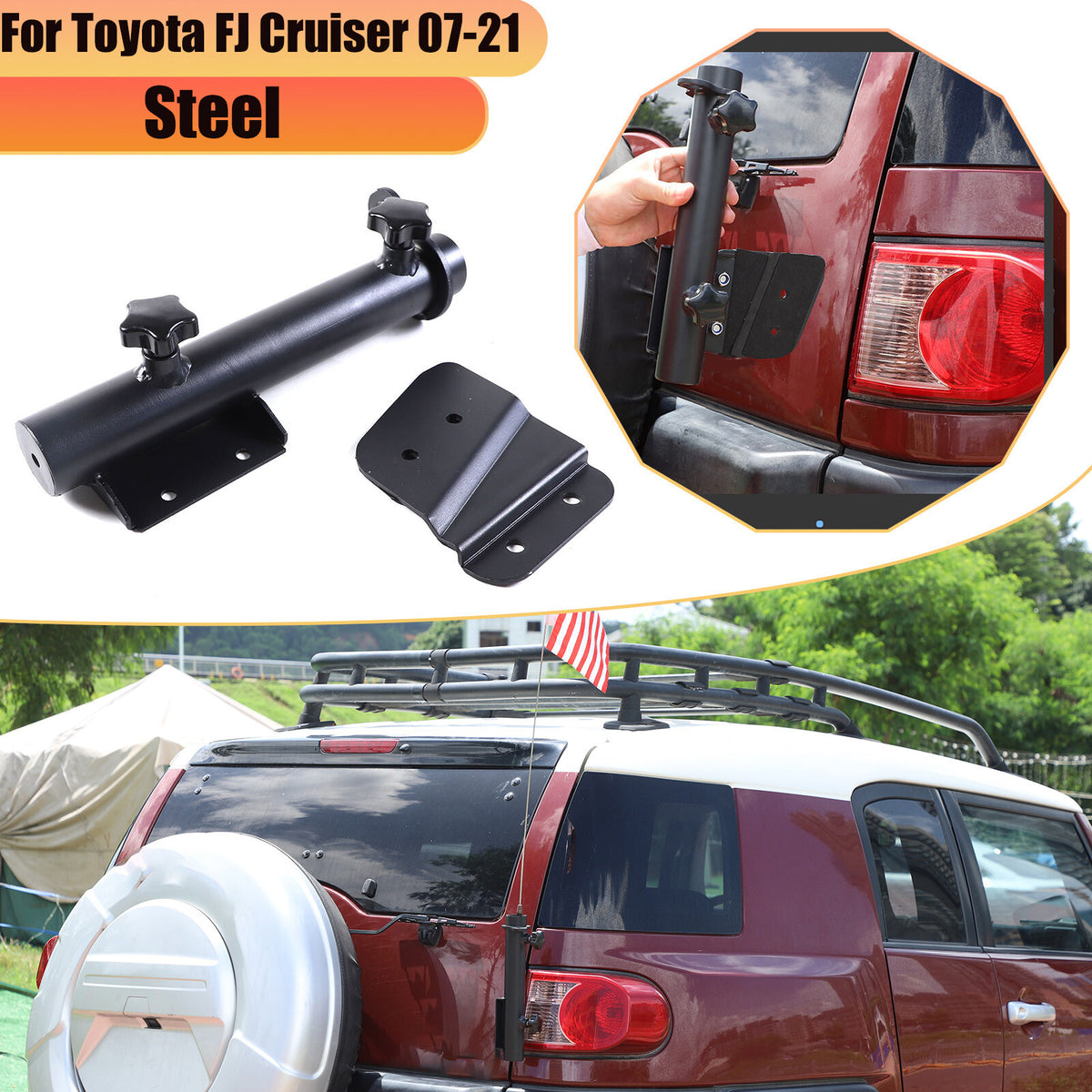 Right Tailgate flagpole Antenna Bracket Holder Mount For Toyota FJ Cruiser 07-21 1