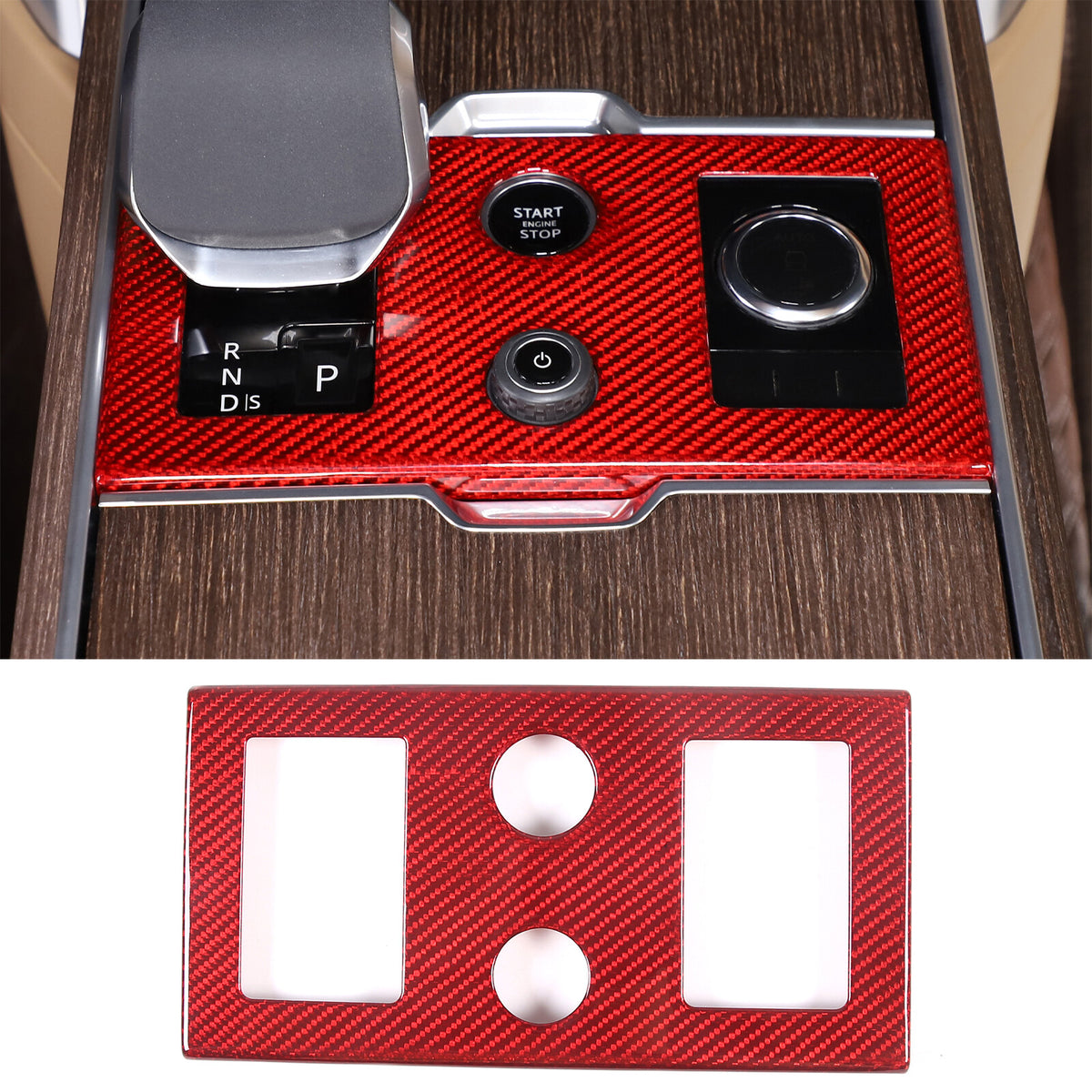 Red Carbon Fiber center Gear Shifter Panel Cover For Range Rover Vogue 2023-24 5
