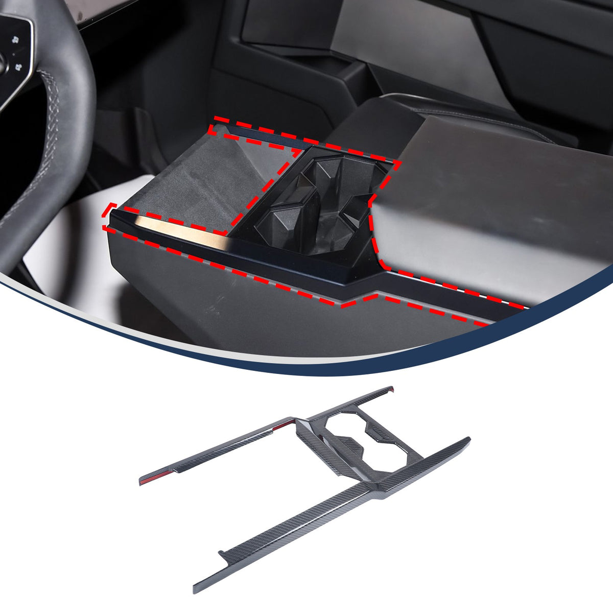 Real Dry Carbon Fiber Center Console Interior Trim For Tesla Cybertruck 2024+ 14