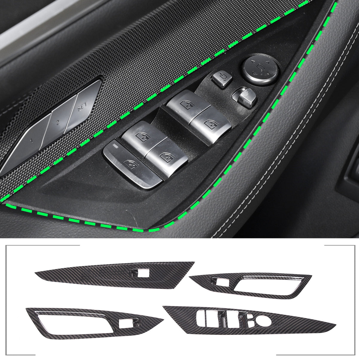 Real Carbon Fiber Window Lift Button Trim Cover For BMW 4 Series G26 2021-22 15