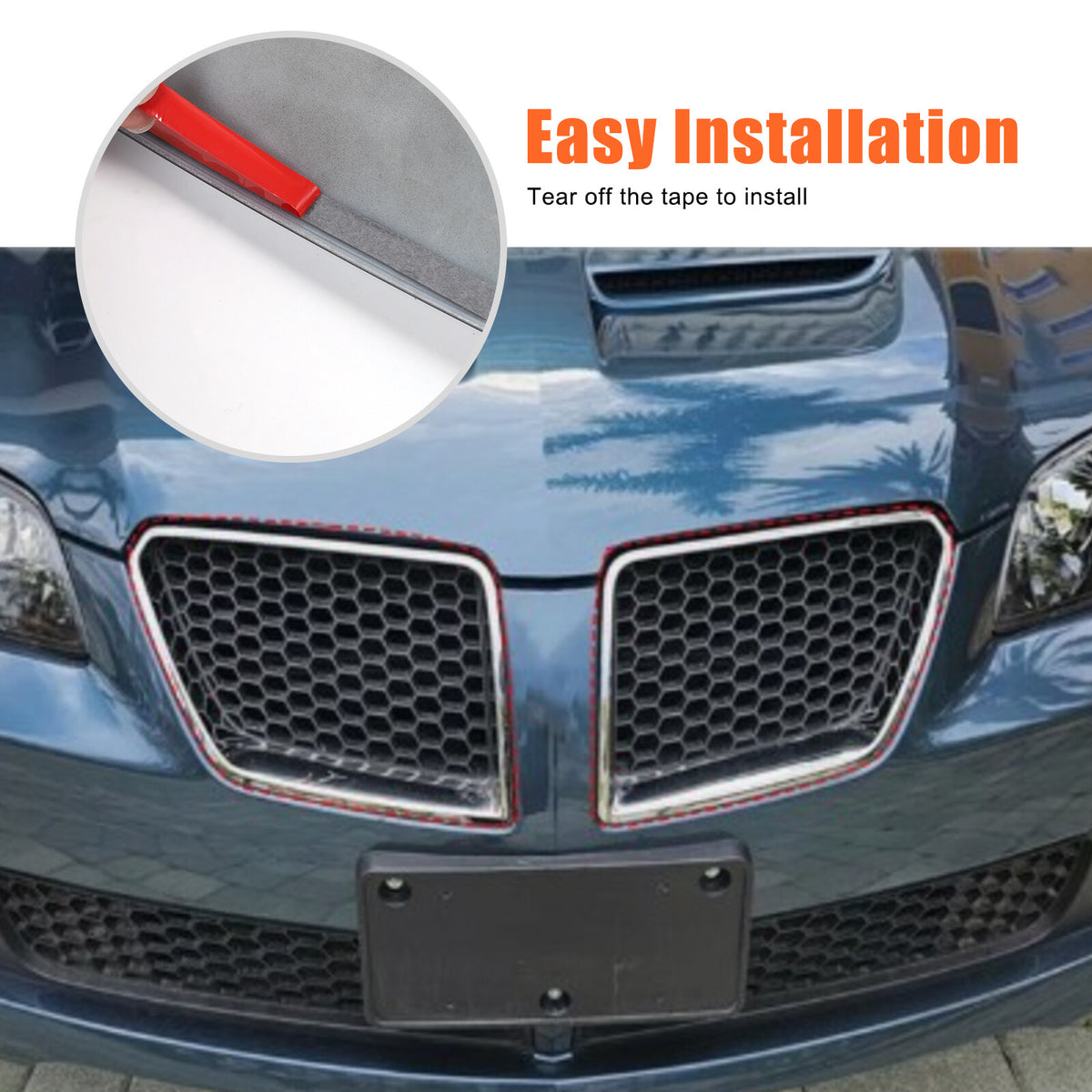 Matte Black ABS Exterior Front Grille Frame Trim For Pontiac G8 2008-2009 US 5