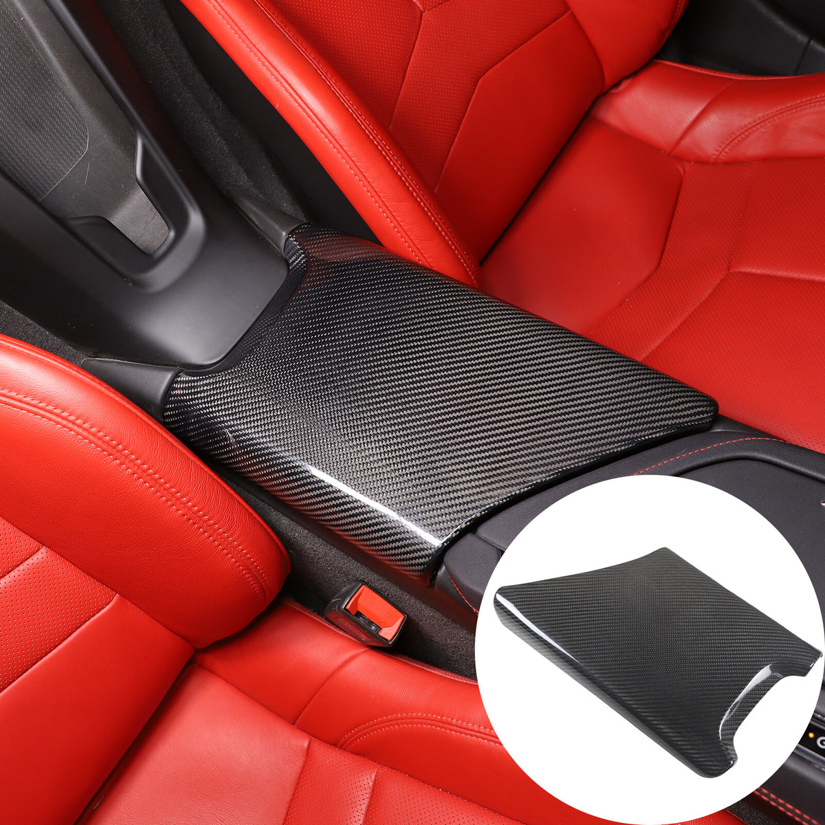 Real Carbon Fiber Center Console Armrest Box Cover Trim For Corvette C8 2020-26 10