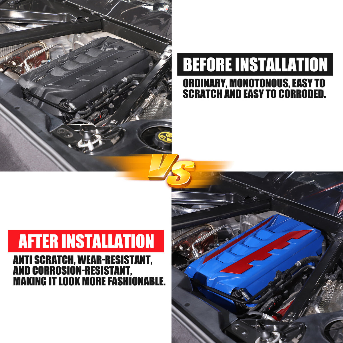 Blue Engine Bay Panel Cover Trim in Edge Red For Corvette C8 2020-26 8