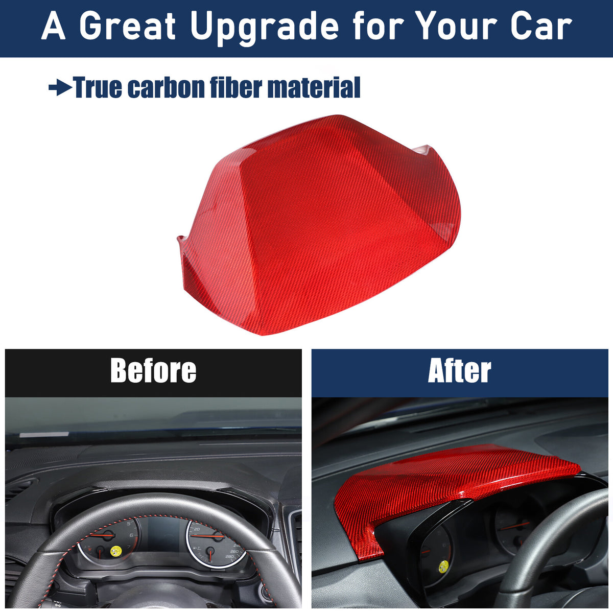 Red Real Carbon Fiber Dashboard Instrument Upper Trim For Subaru WRX VB 2022+ 4
