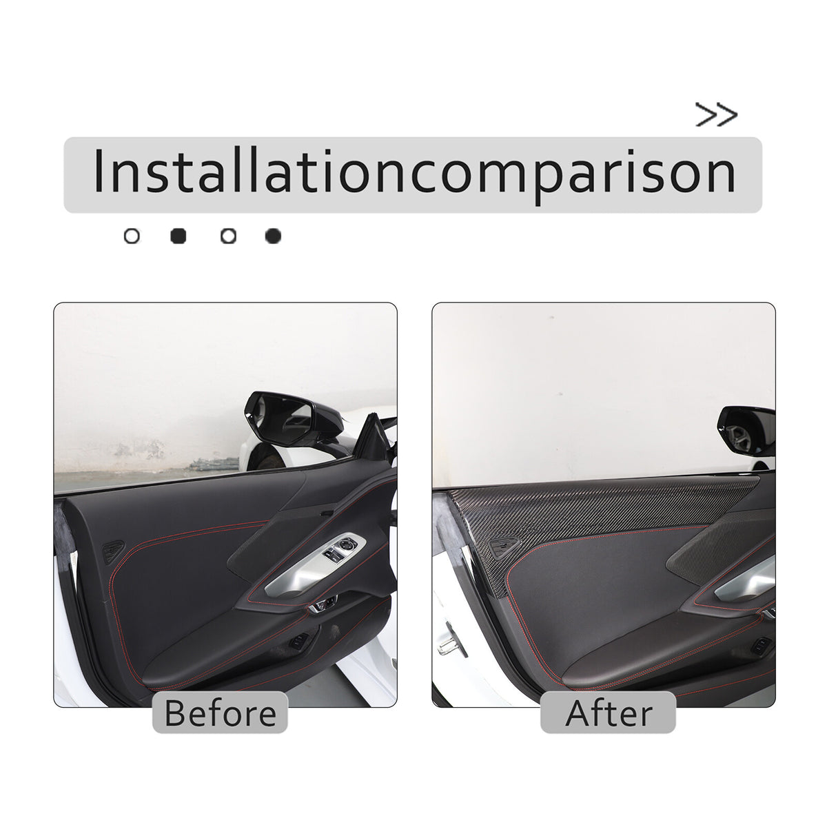 Real Carbon fiber Interior Door Upper Panel trim Cover For Corvette C8 2020-26 12