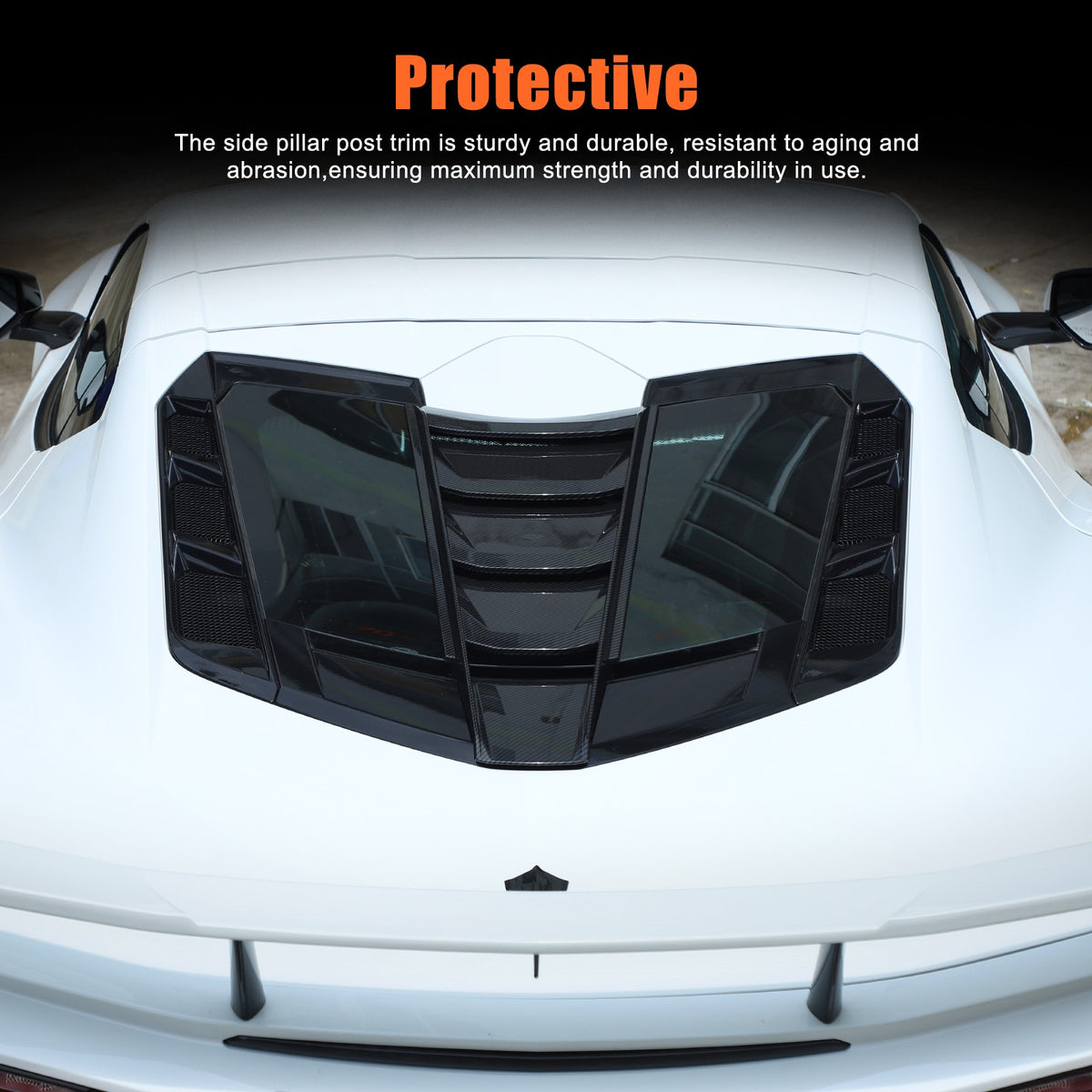 Carbon Fiber ABS Rear Split Window Applique Louver Trim For Corvette C8 Z51 20+ 7