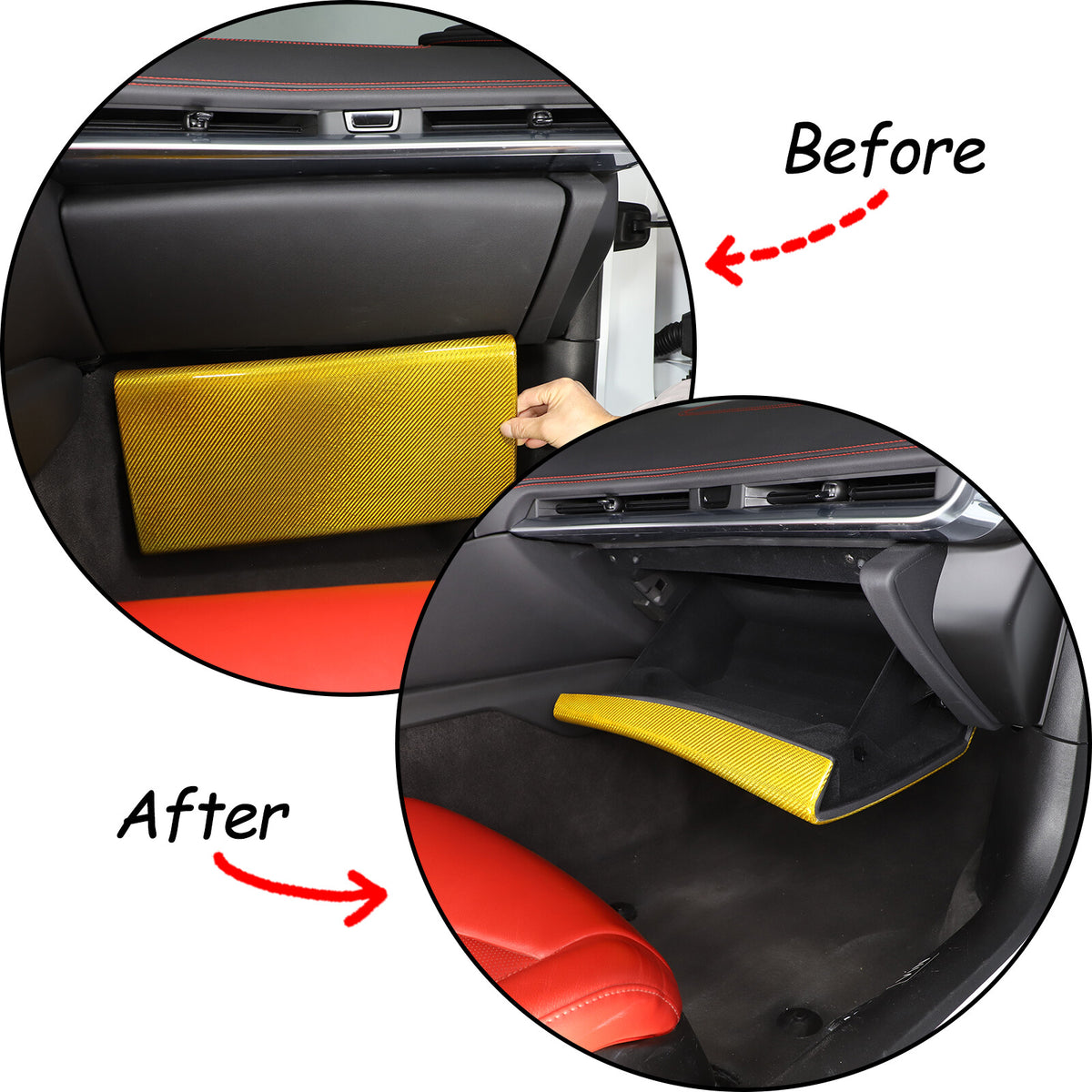 Yellow Carbon Fiber Co-pilot Storage Glove Box Covers For Corvette C8 2020-2026 5