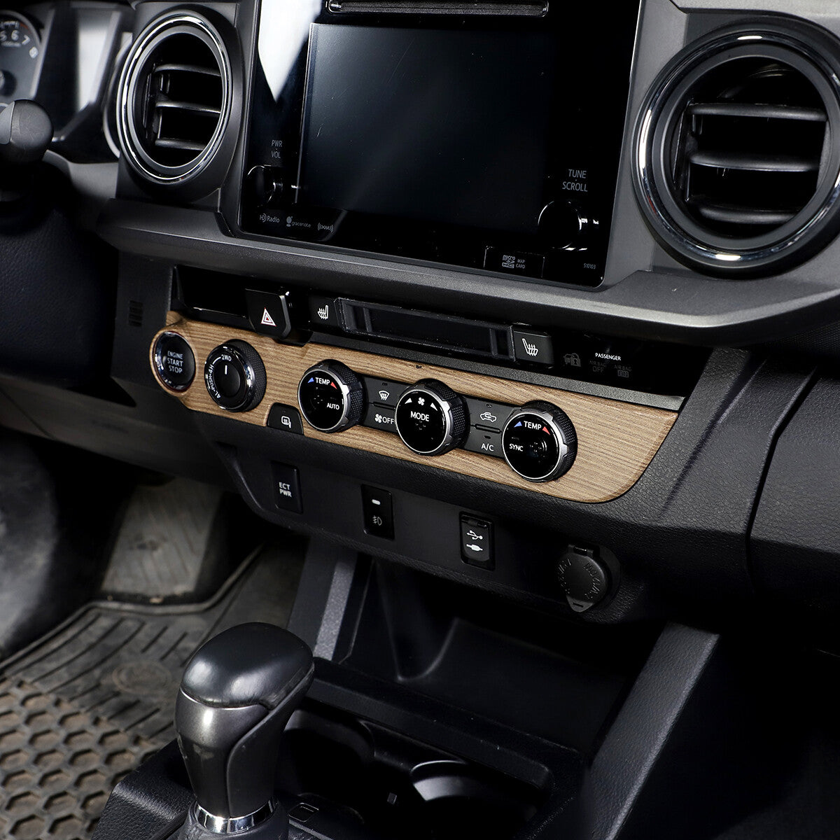 Wood Grain Interior Center Console Cover Trim For Toyota Tacoma 2016-2023 105