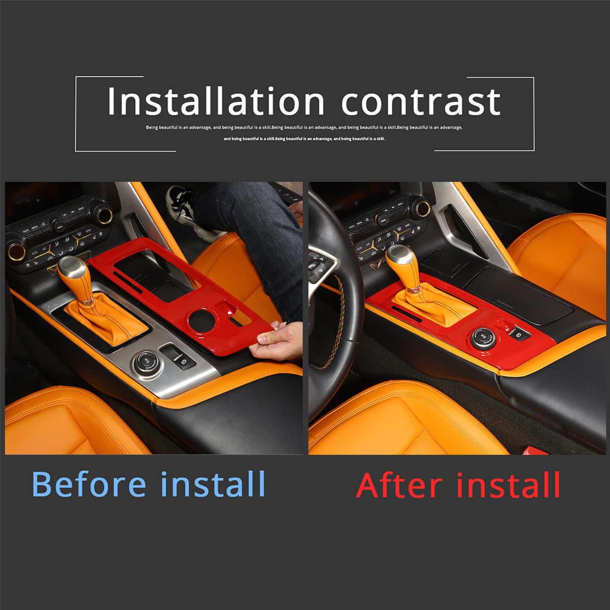 Sports Red ABS Interior Decoration Cover Trim Kit For Corvette C7 2014-19 - Styles 6-10 61
