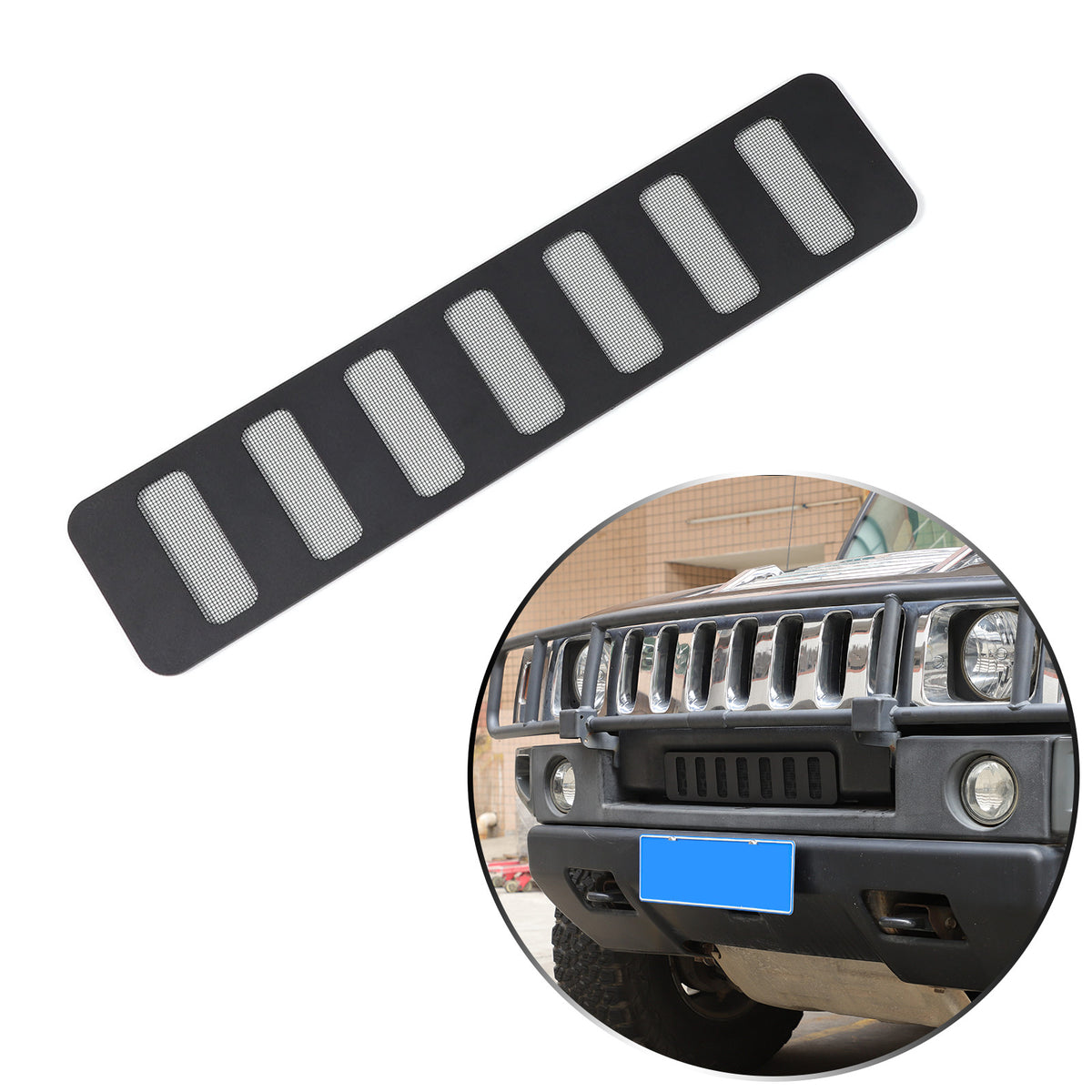 Black Alloy Black Front bumper Lower Grille Trim Cover For Hummer H2 2003-2009 7