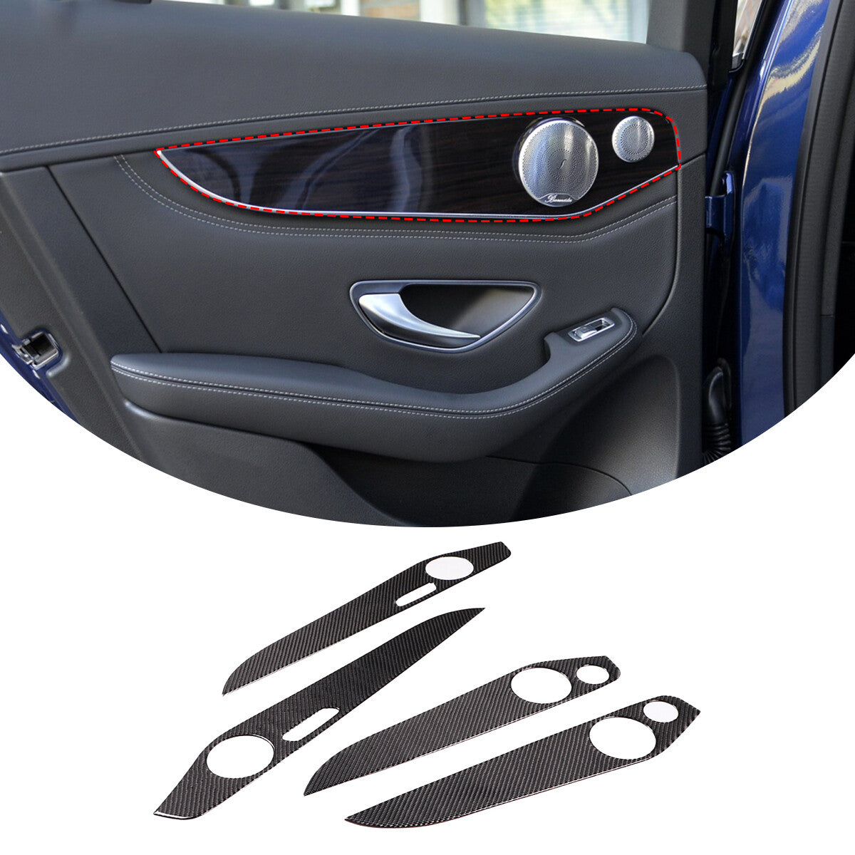 Real Carbon Fiber Interior Door Panel Trim For Benz C GLC Class W205 2014-20 7